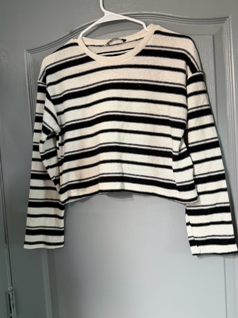 Zara Black and White Striped Knit Top